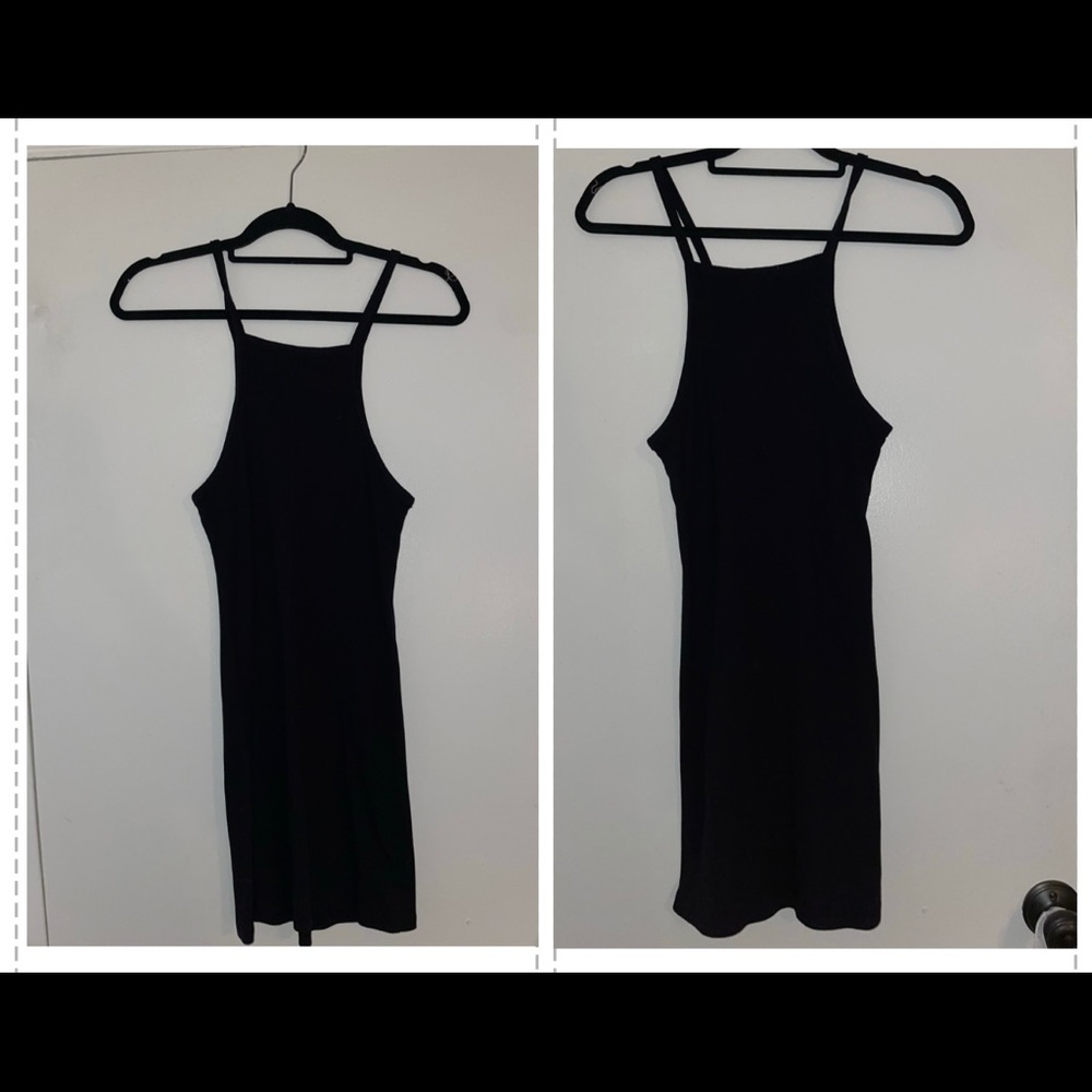 Black razor back high neck tight dress